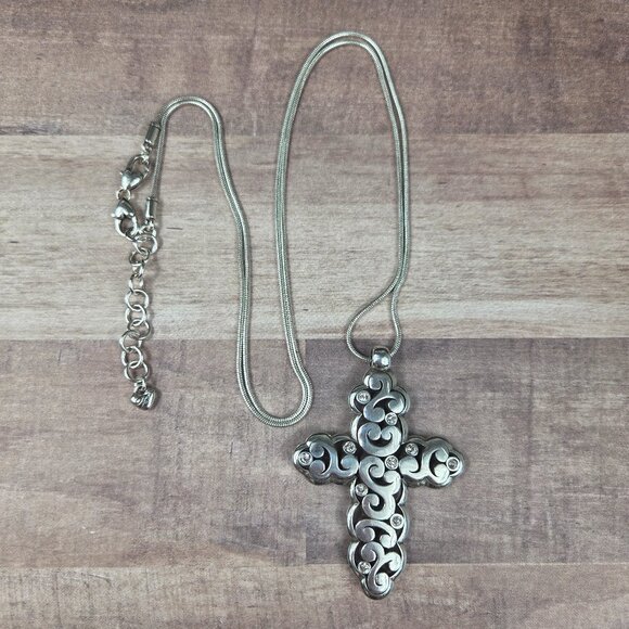 Brighton Silver Contempo Cross Long Necklace - Picture 1 of 6